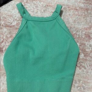 Green Ribbed Women's Top